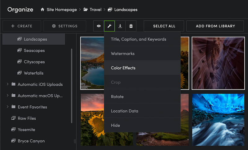 Apply color effects to uploaded photos – SmugMug Support